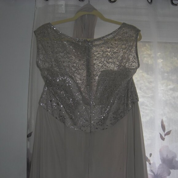 Dessy Collection Vivian Diamond Gown & Scarf - Picture 3 of 4